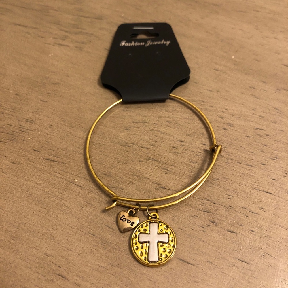 Gold and Silver Tone Cross Charm Bracelet